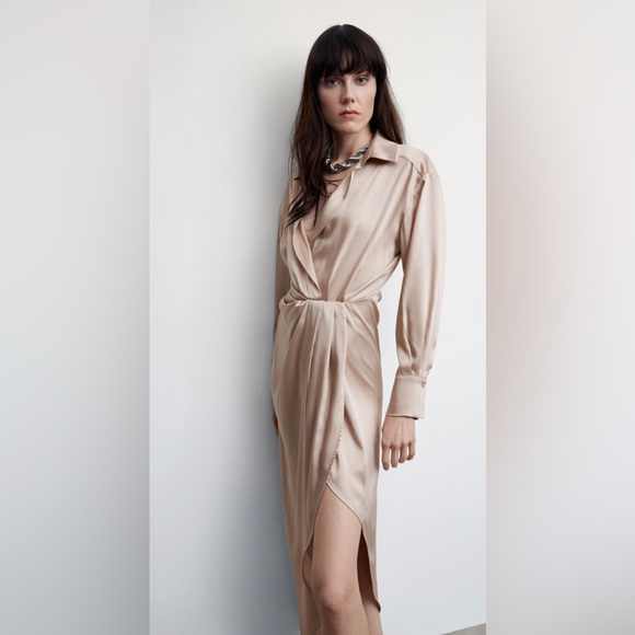 Mango Side-slit satin dress    Size  8 - Picture 4 of 7